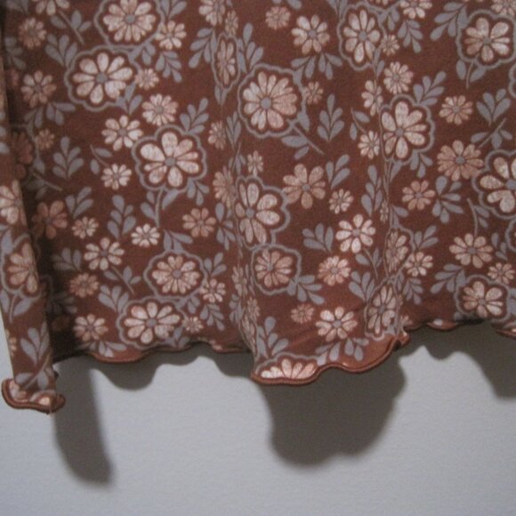 SO Pants Womens Medium Leggings Floral High Rise Flare Lettuce Hem Pull On Brown - Picture 3 of 8